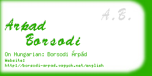 arpad borsodi business card